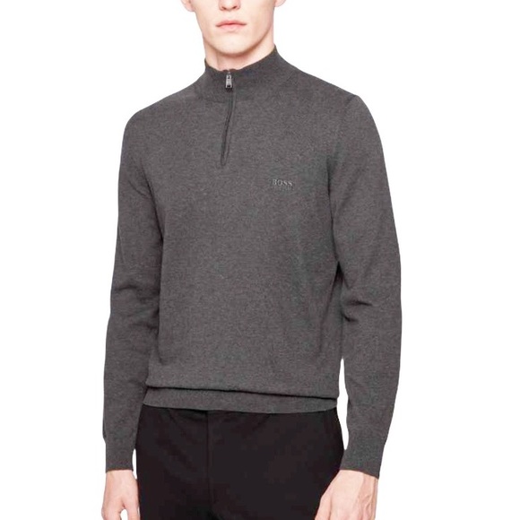 Hugo Boss Other - Hugo Boss Padro Zip Cotton Sweater Logo Embroidery